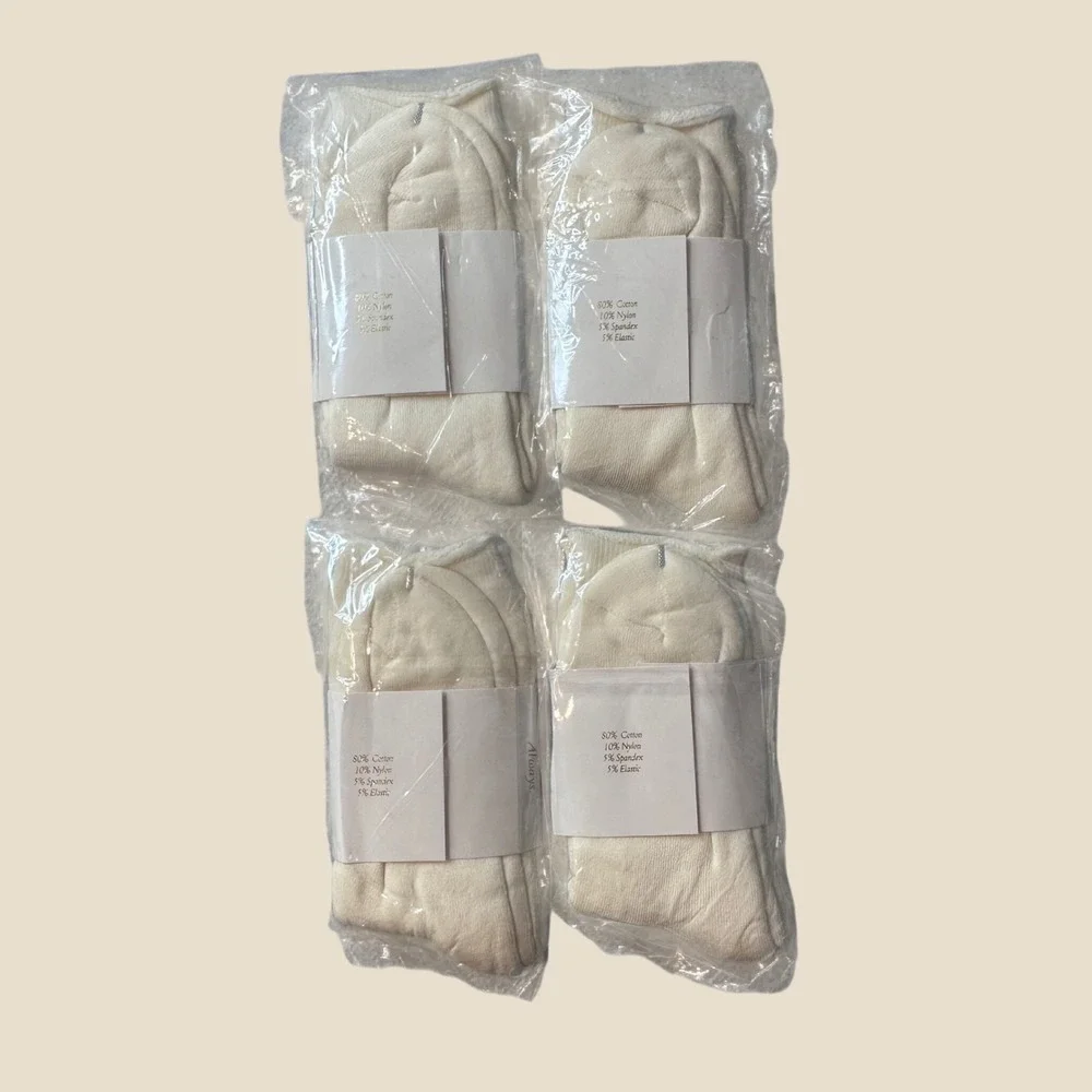 Camp Aspen Socks Unisex OS Cream 4 Pair Bundle Cotton Blend Ribbed Crew 38621
